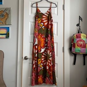 Floral print spaghetti strap vneck dress